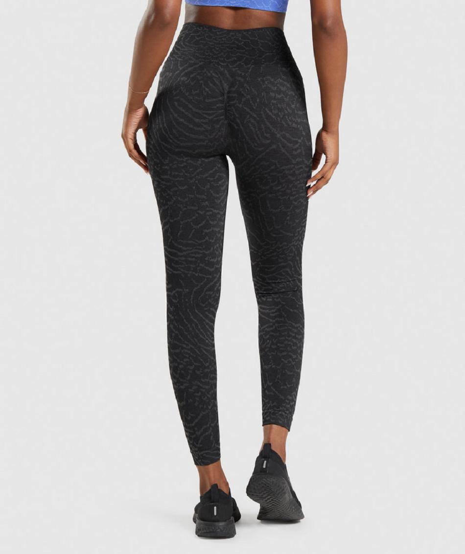 Gymshark Adapt Animal Seamless Ženske Tajice Crne | HR 4023UZG